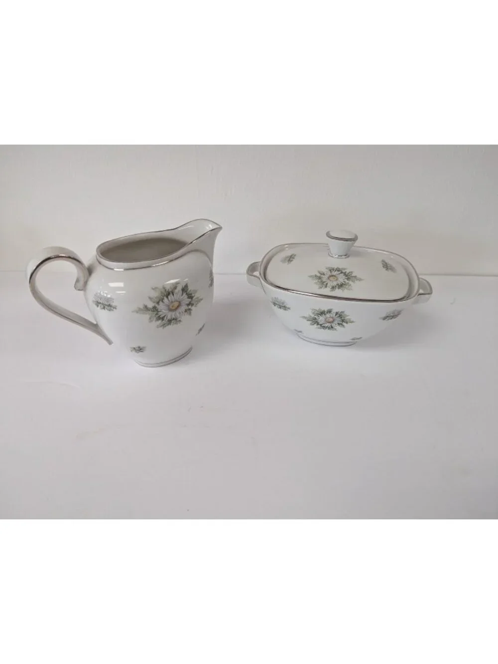 Franconia Silver Thistle Large Sugar Bowl with Lid and Creamer